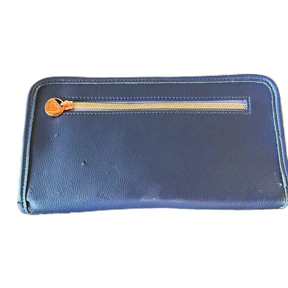 Travel Wallet in Navy Blue with Gold Accents - Picture 2 of 5